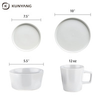 Vente en gros bon marché, ensemble d'assiettes blanches personnalisées, ensemble de vaisselle en céramique pour la maison et le restaurant