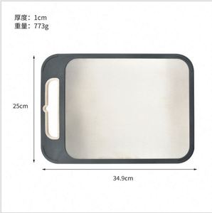Planche à découper double face en paille de blé et acier inoxydable 304 antidérapante pour la cuisine - Product Image 2