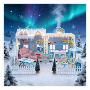 Kit de Casa Miniatura de Plástico Hecha a Mano con Luces y Muebles, Ensamblaje DIY, Regalo Creativo para Niños, Adultos y Coleccionistas - Product Image 3