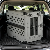 Cage à chien pliable moderne en alliage d'aluminium avec revêtement poudré, double porte et fermeture à bouton pour le transport des chiens