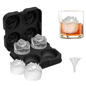 Moule à glace en silicone à <span class=keywords><strong>4</strong></span> cavités en forme de rose pour cocktails, <span class=keywords><strong>bourbon</strong></span>, moules en silicone - Product Image 5