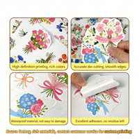 Autocollants PVC Honli en forme de bouquet de fleurs, imperméables, découpés, pour emballage cadeau, décalcomanies esthétiques dorées pour journal de mariage et cartes, 50 pièces
