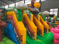 Grand château gonflable sur le thème du zoo toboggan gonflable Playhouse Jungle Fun City Playground Parc d'attractions pour les enfants