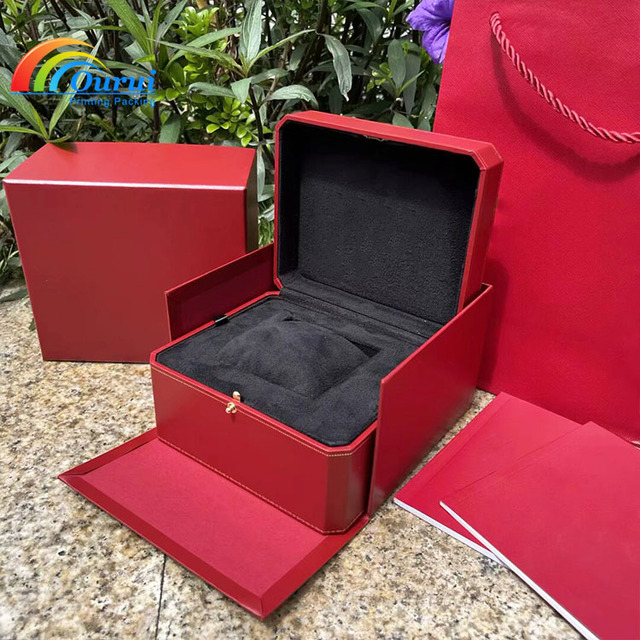 Luxury Red Brand Watch Box Set Complete Watch Packaging with Gift Bag Card Holder & Certificate Custom Logo Watch Gift Box