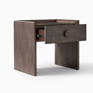 Table de chevet moderne du milieu du siècle en bois de chêne avec tiroir - Product Image 3