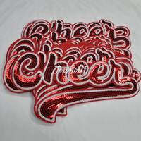Fer en gros sur rouge et blanc Cheer Sequin Patch paillettes paillettes lettre appliques patchs pour Sport Cheerleading