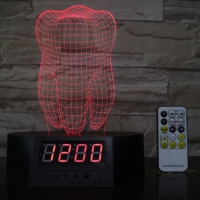 Motif personnalisé 3D Illusion LED Dent Lampe Tactile Contrôle Veilleuse avec Horloge pour Salon ou Entrepôt