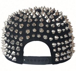 Gorra de béisbol unisex de lona común, estilo punk, rock, hip hop, con remaches plateados y púas, ajustable y personalizable - Product Image 6