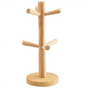 Perchero Multifuncional de Madera Maciza Hecho a Mano Estilo Nórdico, con Base Redonda para Sala de Estar o Entrada - Product Image 1