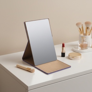 Customizable Color Makeup Mirror with Personalized PU Leather Hot Stamping Logo - Product Image 5