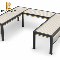 Auvent moderne sur mesure en aluminium thermolaqué, résistant aux intempéries et à la pluie, avec aménagement en U, spacieux pour la rénovation de jardin 5x8m