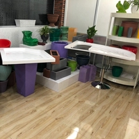 Pot de fleurs en céramique moderne avec finition en ciment naturel, peinture blanche, en FRP, léger et durable, pour jardin extérieur, Sao Home
