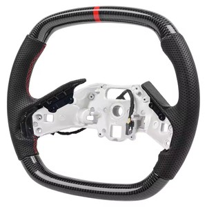 Volant en fibre de carbone véritable pour <span class=keywords><strong>Chevrolet</strong></span> C8 <span class=keywords><strong>Corvette</strong></span> Z51 Z06 2020 2021 <span class=keywords><strong>2022</strong></span> 2023 2024 Volant de course en cuir chauffant - Product Image 2