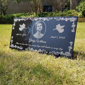 Chinese <strong>Memorial</strong> <strong>Plaques</strong> Personalized Portrait <strong>Memorial</strong> Headstone Marker Engraved on Premium Black Granite Headstones - Product Image 3