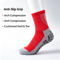 Chaussettes de sport antidérapantes personnalisées OEM avec soutien de la voûte plantaire et coussinets pour la gym, le yoga et le Pilates