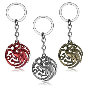 <span class=keywords><strong>Porte</strong></span>-clés avec sigle de la maison de <span class=keywords><strong>Game</strong></span> <span class=keywords><strong>of</strong></span> Thrones, pendentif en alliage de loup et de dragon, ensemble cadeau - Product Image 4