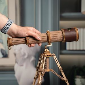 Jouets éducatifs Robotime <span class=keywords><strong>Rokr</strong></span> certifiés CPC, ST004, kit de modèle de télescope monoculaire à monter soi-même, puzzles en bois 3D pour adultes - Product Image 2