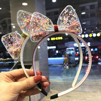 Hot Selling Zomer Childrens Haar Accessoires Fashion Bling Pailletten Grote Boog Knopen Prinses Kinderen Hoofdband Voor Kind Meisjes