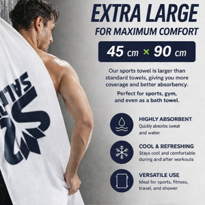 La toalla deportiva extra grande Salming ofrece máxima comodidad con su tamaño extra grande, perfecta para deportes, gimnasio y baño. - Product Image 4