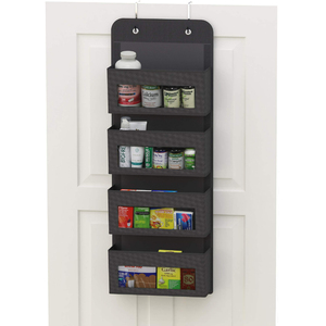 Organisateur de rangement mural à suspendre en tissu avec 4 poches transparentes pour porte - Product Image 4