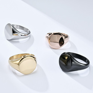 Minimalist mirror-polished <b>titanium</b> steel stamp <b>ring</b>, unisex, understated luxury, high-end trendy jewelry. - Product Image 1
