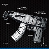 Reobrix 77029 MOC Pistolet Scorpion à Tir Automatique Modèle Fusil Mitrailleur Arme Militaire Seconde Guerre Mondiale Briques de Construction DIY Jouets Ensembles