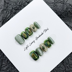 <span class=keywords><strong>Uñas</strong></span> Postizas de Gel Pintadas a Mano con Diseño de Ojo de Gato Verde, Venta al por Mayor de 10 Piezas, Hermosas y Lujosas, Diseño Personalizado, Hechas a Mano - Product Image 2
