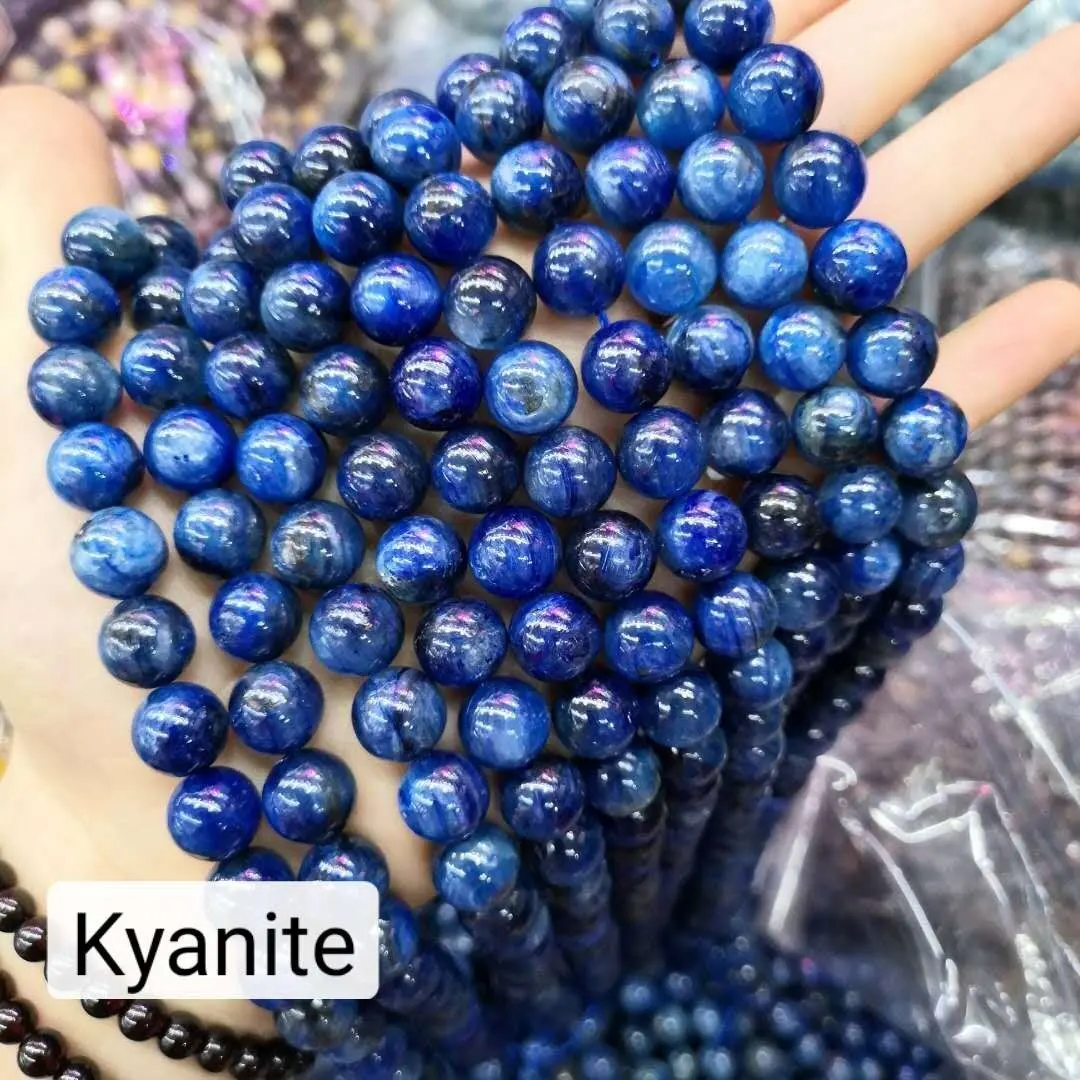 थोक प्राकृतिक ए. ए. Kyanite अर्द्ध कीमती रत्न ढीला मोती गहने बनाने के लिए Bracelets15.5"