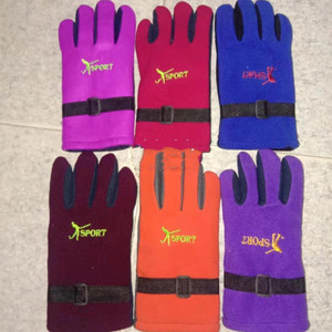 Women's Fleece Warm <b>Gloves</b> Winter Windproof Motorcycle Cycling <b>Red</b> Black Sport Logo Adjustable Strap - Product Image 5