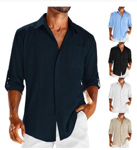 2024 vendita calda <span class=keywords><strong>camicia</strong></span> Casual da <span class=keywords><strong>uomo</strong></span> in cotone in <span class=keywords><strong>pizzo</strong></span> di canapa da polso - Product Image 1