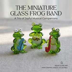 Figurine de grenouille en verre artisanale jouant du saxophone, décoration moderne pour salon, ornement de forme irrégulière, emballage en une seule pièce - Product Image 4