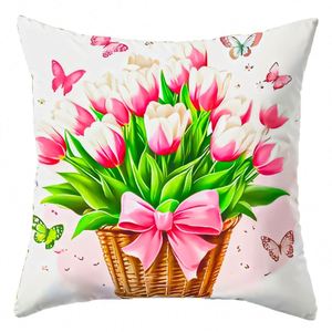 New Spring Pillow Bowknot Flower Basket Printing Cushion Cover Home Living Room Sofa Decoration Throw <b>Pillowcase</b> - Product Image 5