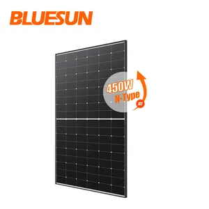 Panel surya 450 watt efisiensi tinggi teknologi panel surya hitam sel setengah potong tanpa busbar