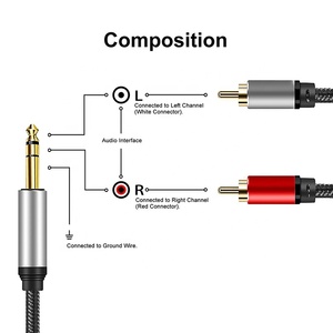 Xput spina maschio Jack TRS da 6.35MM a doppio cavo adattatore Audio Stereo <span class=keywords><strong>RCA</strong></span> 2 <span class=keywords><strong>RCA</strong></span> maschio Y Splitter - Product Image 2