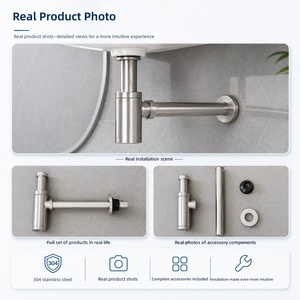 Siphon en acier inoxydable 304 pour <span class=keywords><strong>lavabo</strong></span> de salle de bain, haute qualité, <span class=keywords><strong>prix</strong></span> usine - Product Image 4