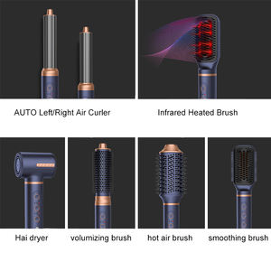 Multifunktionaler Haarstyler und Föhn Infrarot-Heißluftbürste Haarstyling-<span class=keywords><strong>Tool</strong></span> Rotierender Lockenstab Haarglättungsbürste Volumen-Kamm - Product Image 2