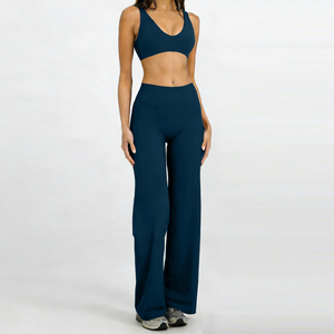 Conjunto Deportivo de 2 Piezas para Mujer, Ropa de <span class=keywords><strong>Gimnasio</strong></span>, Yoga, AWX8002+ACK8002, Sujetador Elástico y Cómodo, Pantalones Anchos y Holgados, Transpirables - Product Image 2