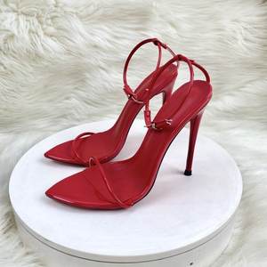 Zapatos de Tacón Alto Elegantes y Cómodos con Punta en Pico, Correa de Encaje Fina con un Solo Botón, Abiertos por Delante, para Fiestas y Eventos Formales - Product Image 1
