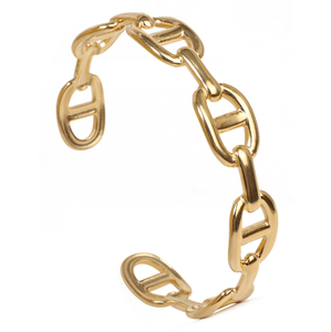 Bracelet jonc torsadé en forme de feuille, style punk, grand modèle pour femme, en acier inoxydable plaqué or 18 carats, idéal pour les occasions festives - Collection JUSTOP Designer Jewelry Fashion Luxury - Product Image 3