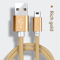 Kabel Mini USB 2.0 Tipe B Pengisian Cepat Transfer Data Jaket Nilon untuk Ponsel Pemutar MP3 Kamera Dash Cam