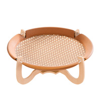 Hamaca Universal de Ratán para Gatos Four Seasons, Cama Elevada Transpirable para Mascotas con Colchoneta Refrigerante para el Descanso de Gatitos en Verano