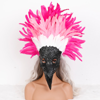 Masque d'oiseau personnalisé avec coiffe en plumes, costume de carnaval masqué de corbeau, masque de bec en gros pour festival Mardi Gras
