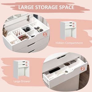 Table de toilette moderne minimaliste en bois avec armoire de rangement intégrée, meuble de maquillage pliable pour petite chambre à coucher avec tiroirs - Product Image 4