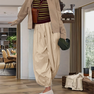 Pantalon de détente large en denim teint, taille haute élastique, respirant, pour femme, collection automne, avec poches - Product Image 2