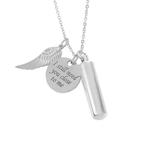 Collana con Urna Cilindrica in Acciaio Inossidabile TD, Incisa con 'Ho Bisogno Che Tu Mi Sia Ancora Vicino', Gioiello Commemorativo per Ceneri - Product Image 4