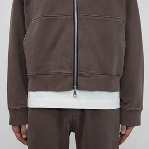 Felpe di spugna francese di alta qualità in cotone Unisex spesso con cappuccio Vintage con <span class=keywords><strong>cerniera</strong></span> ampia e squadrata <span class=keywords><strong>oversize</strong></span> felpe ritagliate ricamate - Product Image 2