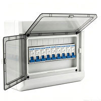 Boîte de distribution d'alimentation AC étanche IP66 en ABS, 240V 12A, disjoncteur, 6 prises, utilisation extérieure, corps gris, couvercle transparent, garantie de 2 ans