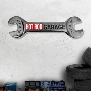 Panneau <span class=keywords><strong>de</strong></span> garage en métal gaufré, décoratif vintage, avec motif clé à molette et clé inglesse en <span class=keywords><strong>relief</strong></span> rétro, pour Man Cave, garage, atelier - Product Image 1