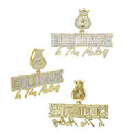 Pendentif Sac à Argent en Dollars Américains, Bling Bling, Zircone Cubique 5A, Pavé, Hip Hop, Homme, Garçon, Lettre, Future Millionnaire, Bijoux