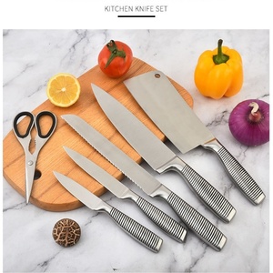 7-Piece Premium Stainless Steel Chef Knife Set <b>Scissor</b> Hollow Handle Kitchen Knife with Durable Block and Knife <b>Sharpener</b> - Product Image 2